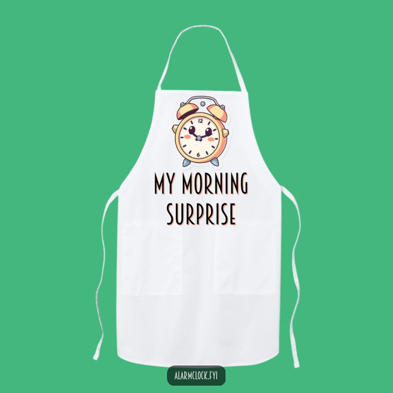 Funny Leaping Alarm Clock Apron, Cute Surprise Cook Gift, Kitchen Humor Essential