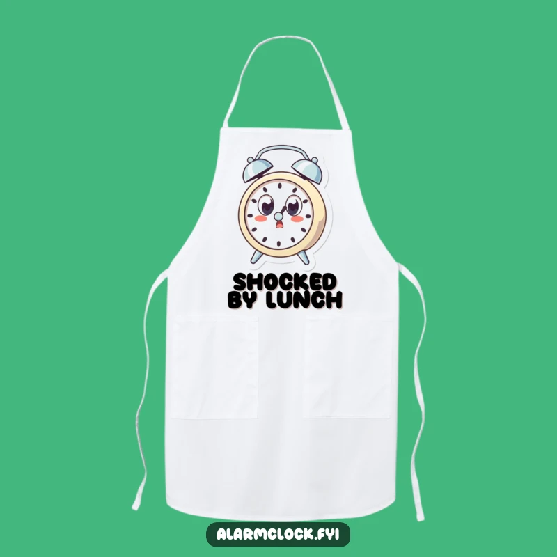 Funny Startled Clock Apron, Wide-Eyed Cook Gift, Kitchen Humor Essential
