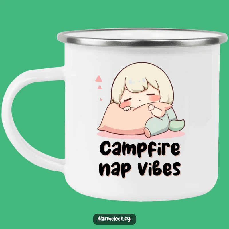 Funny Camping Mug: Contented Snoozing Character, Cozy Outdoor Gift