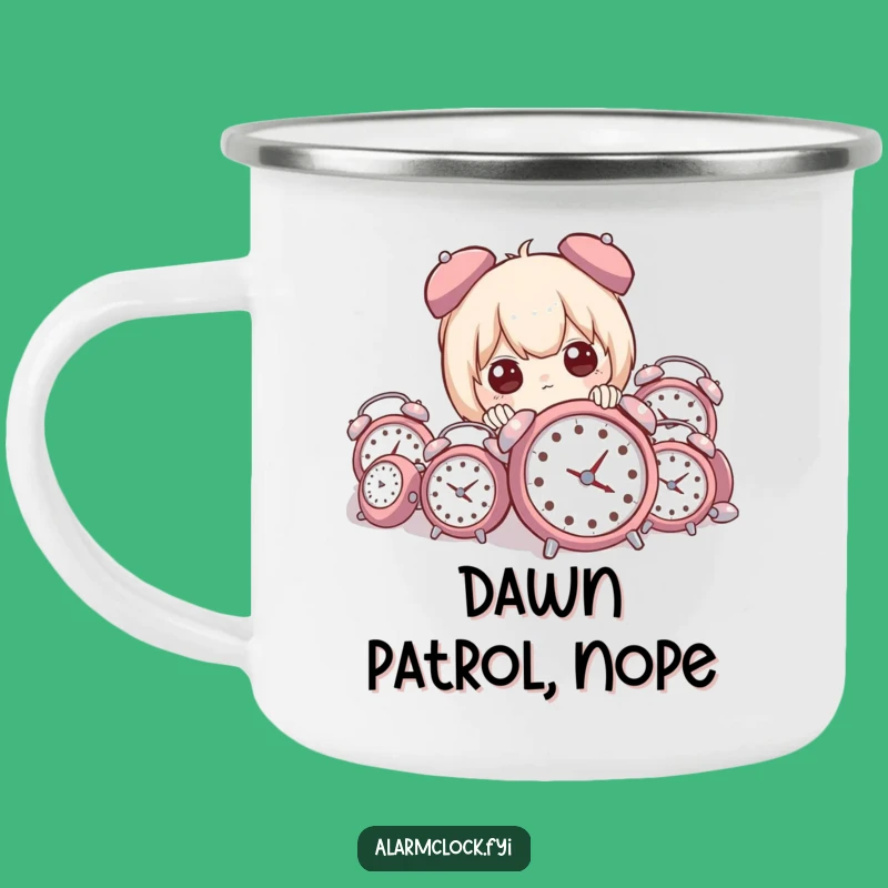 Funny Alarm Clock Pile Peeker Camping Mug - Hilarious Outdoor Companion Gift!