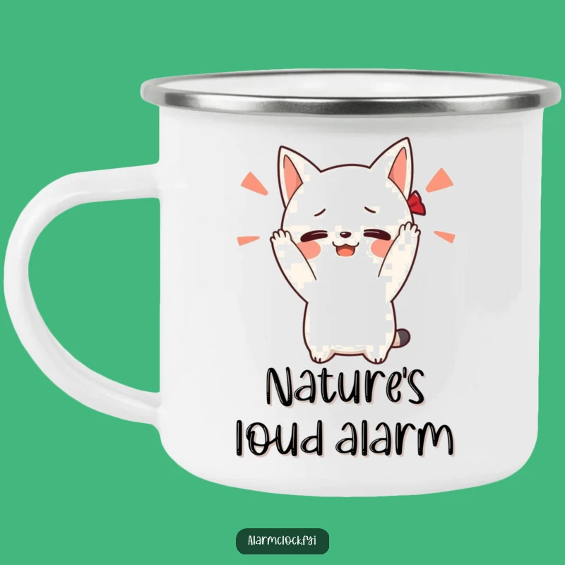 Funny Loud Alarm Character Camping Mug - Hilarious Outdoor Gift for Campers