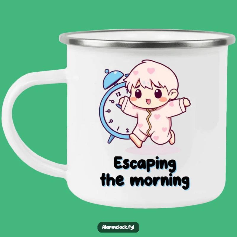 Funny Running Alarm Camping Mug - Pajama Character Outdoor Gift