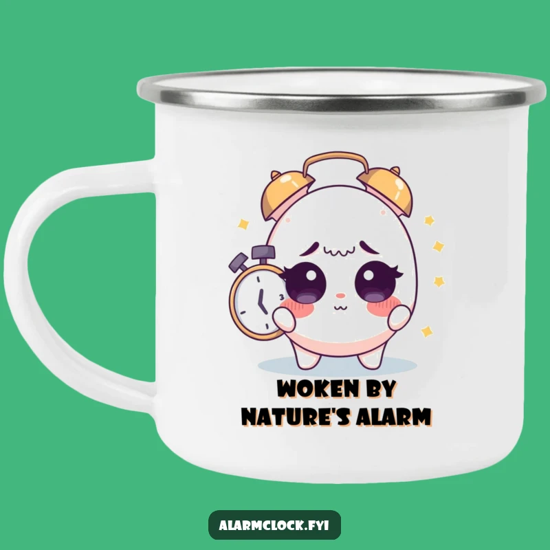 Funny Sleepy Alarm Camping Mug: Startled Character Drinkware, Rugged Funny Gift