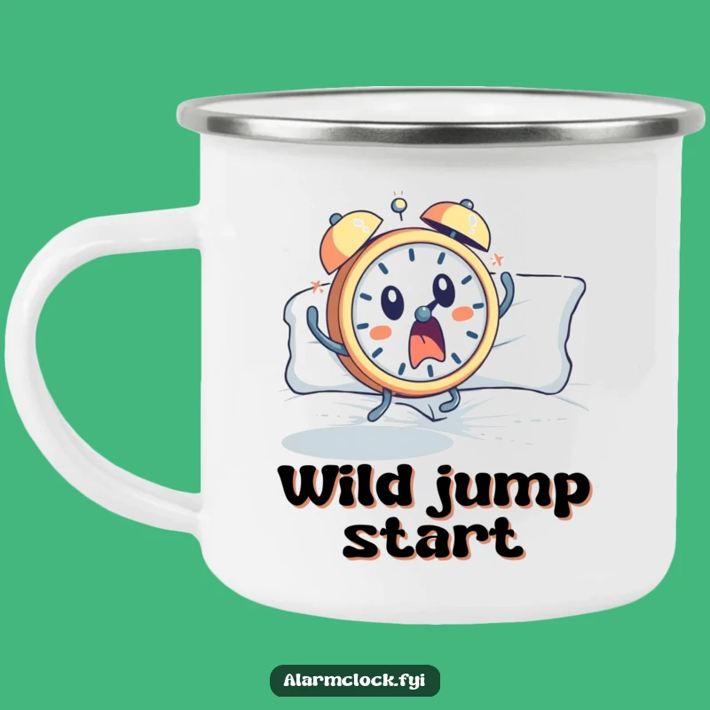 Funny Startled Alarm Clock Camping Mug: Shocking Sips for Outdoor Adventures Gift