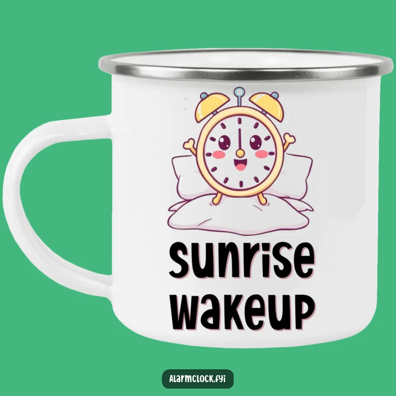 Funny Alarm Clock Camping Mug - Cheerful Wake-Up Drinkware, Perfect Funny Gift