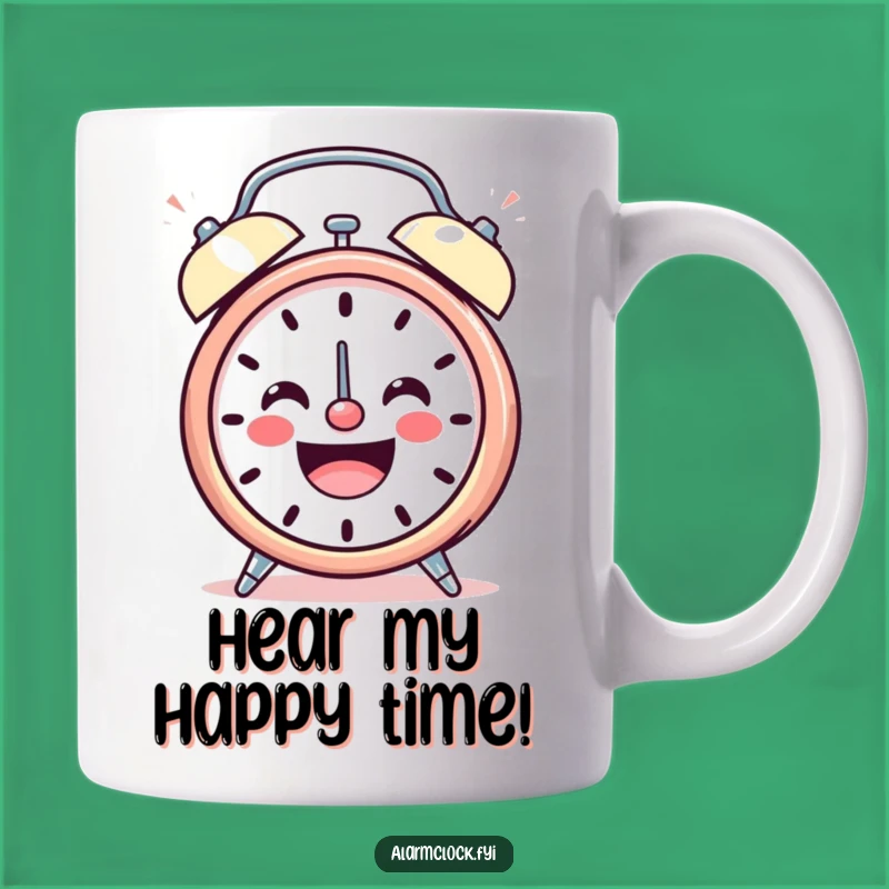 Funny Cheerful Alarm Clock Mug Gift, Happy Ringing Character, Joyful Morning Start