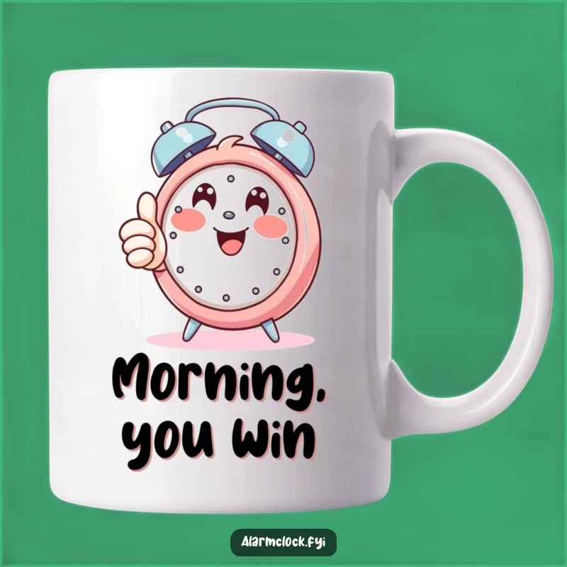 Funny Thumbs Up Alarm Mug: Happy Character Approves, Perfect Funny Gift