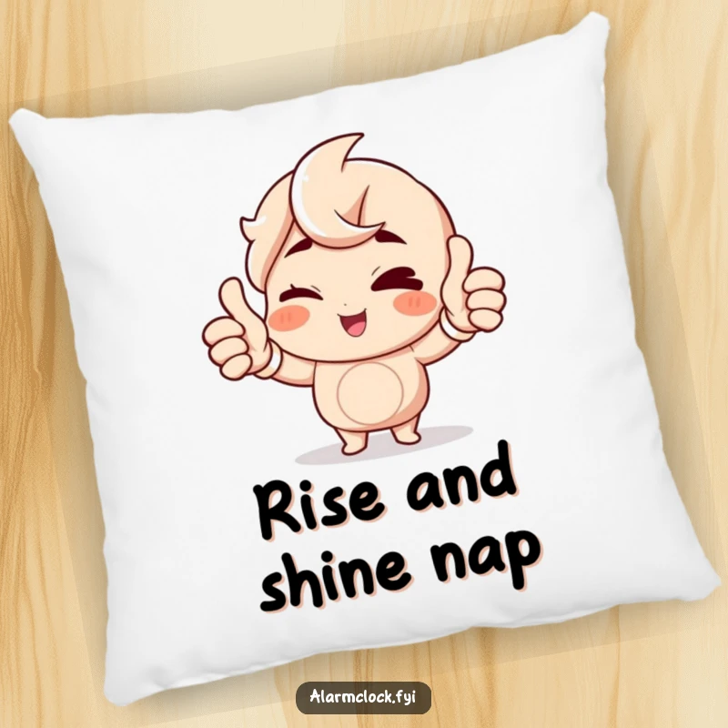 Funny Winking Character Pillow with a cheerful character giving a double thumbs up to the morning, a soft and humorous home decor gift.
