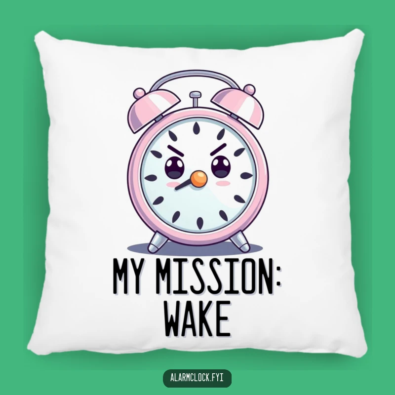 Funny Determined Alarm Clock Pillow - Loud Ringing Motivational Comfort