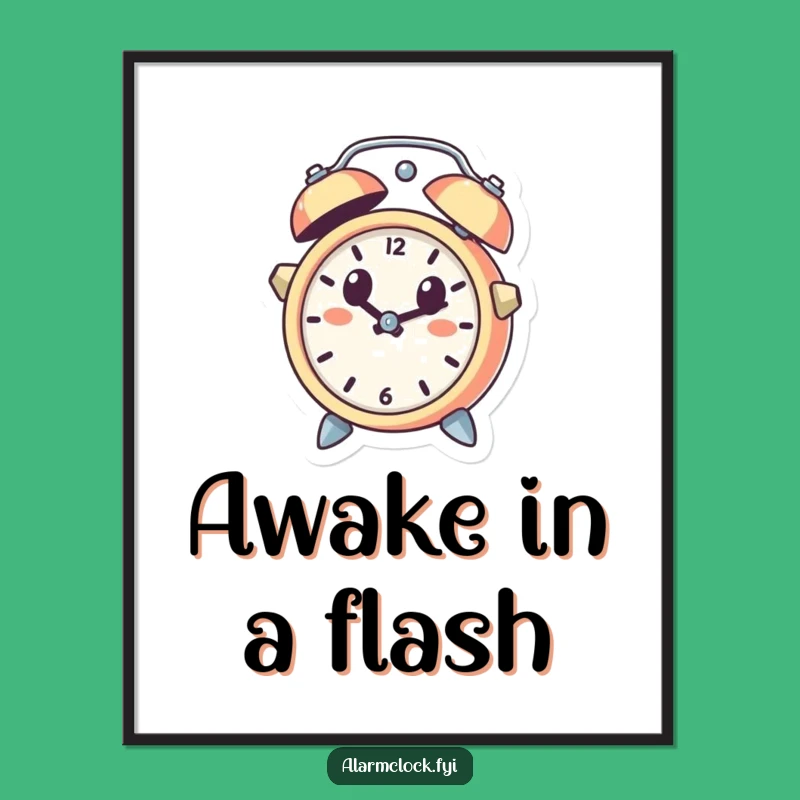 Funny Surprise Digital Art, Cute Leaping Clock Print, Instant Humorous Decor