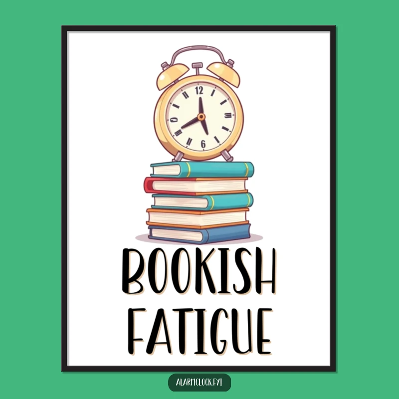 Funny Wobbly Books Alarm Clock Digital Art: Academic Struggle Print Gift