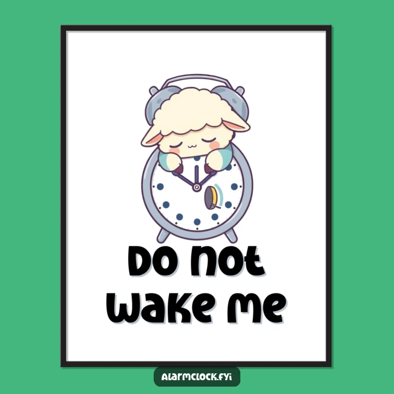Funny Sleepy Sheep Pajama Alarm Clock Digital Art: Instant Bedroom Humor