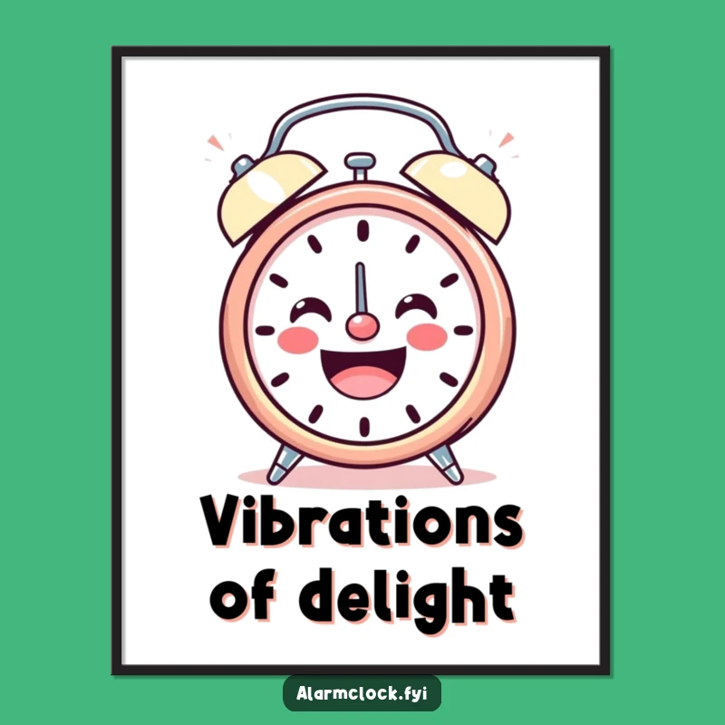 Funny Cheerful Digital Art, Happy Ringing Clock Print, Instant Joy Decor