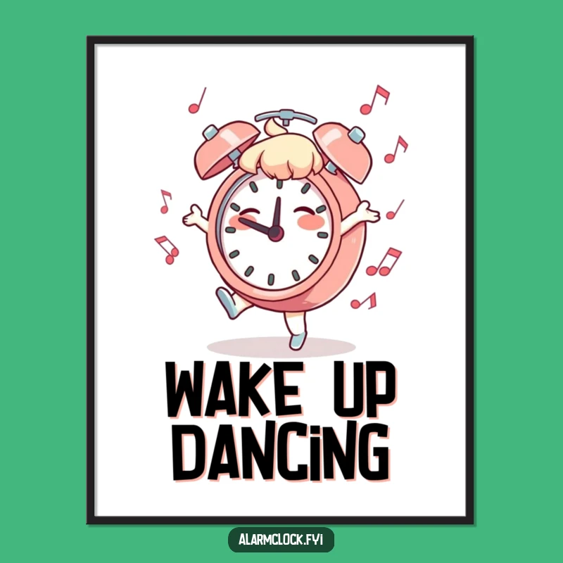Funny Dancing Clock Digital Print: Morning Melody Wall Art, Hilarious Decor