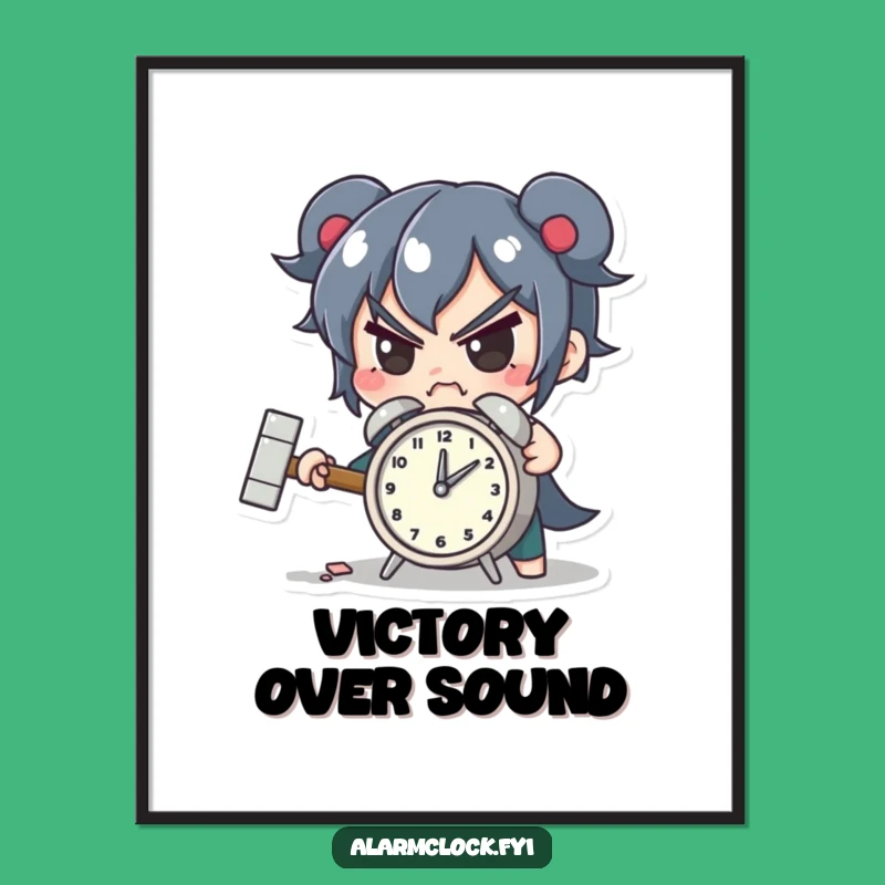 Funny Smashing Alarm Digital Art - Determined Character Wall Decor Gift