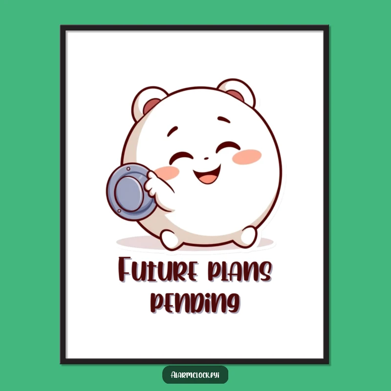 Funny Snooze Button Character Art Print - Instant Hilarious Decor Gift