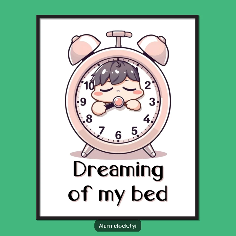 Funny Snooze Button Digital Art - Sleepy Character Wall Decor Gift