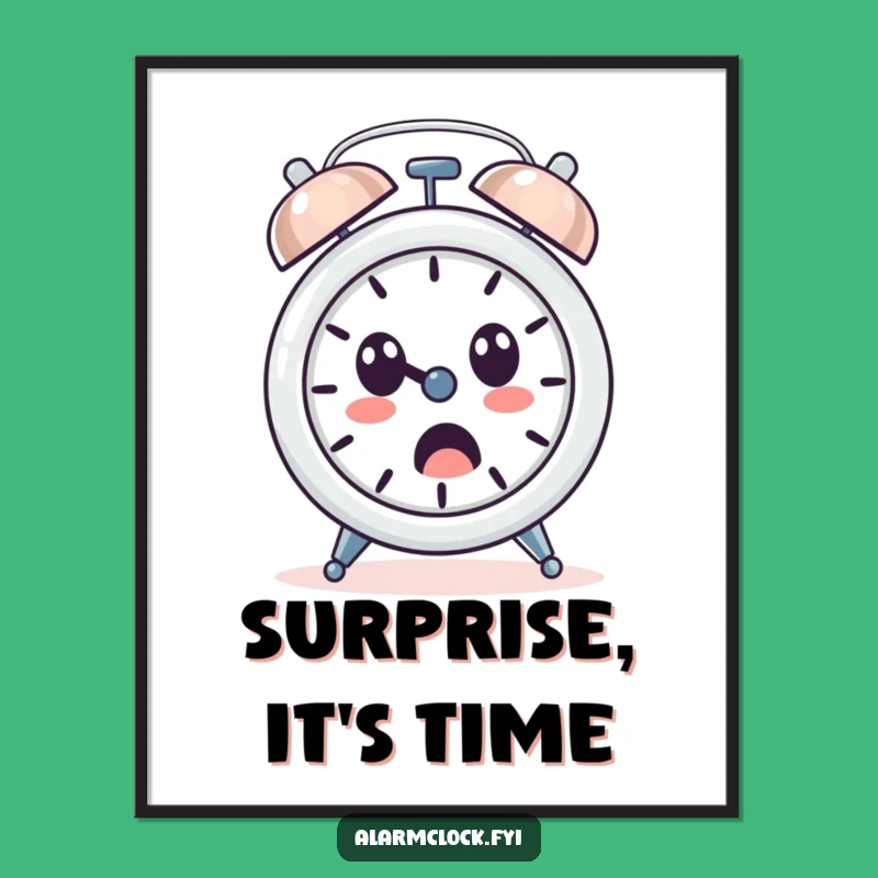 Funny Surprised Alarm Clock Digital Art - Loud Ringing Shocked Face Decor