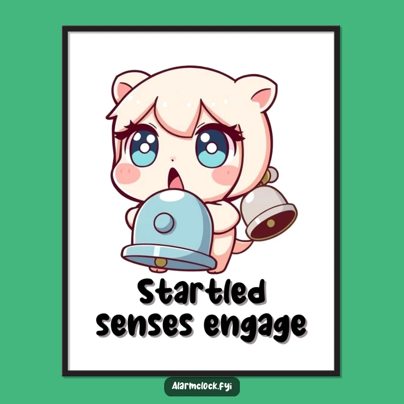 Funny Surprised Character Wide Eyes Bell Jolted Print, Digital Art Humorous Gift