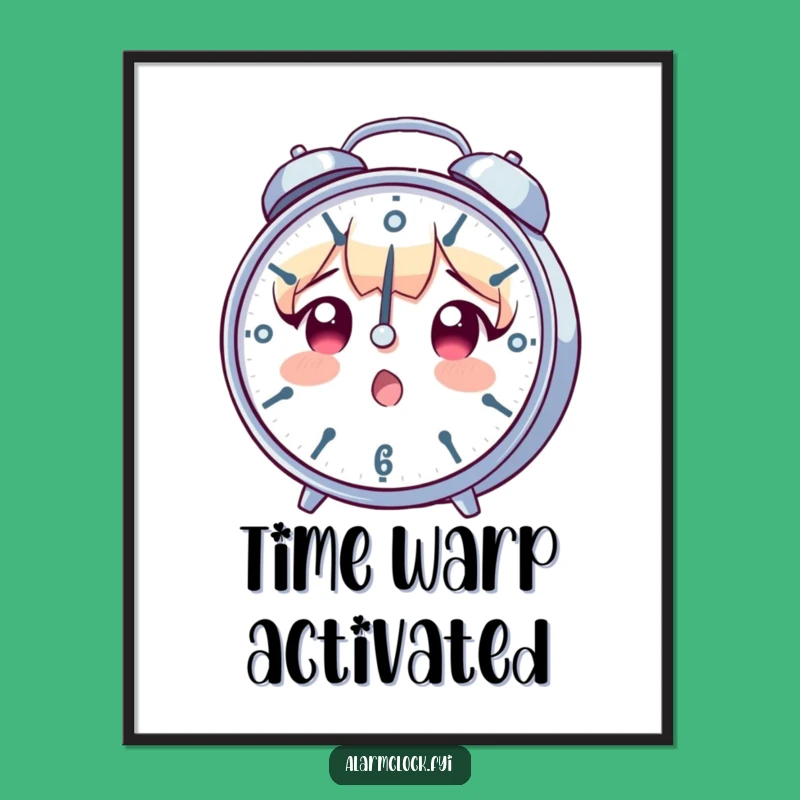 Funny Surprised Clock Character Art Print - Instant Hilarious Decor Gift