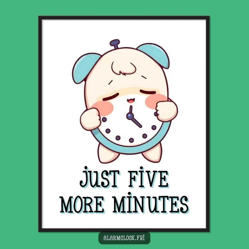 Funny Sleepy Character Digital Art - Groggily Slapping Alarm Clock Decor