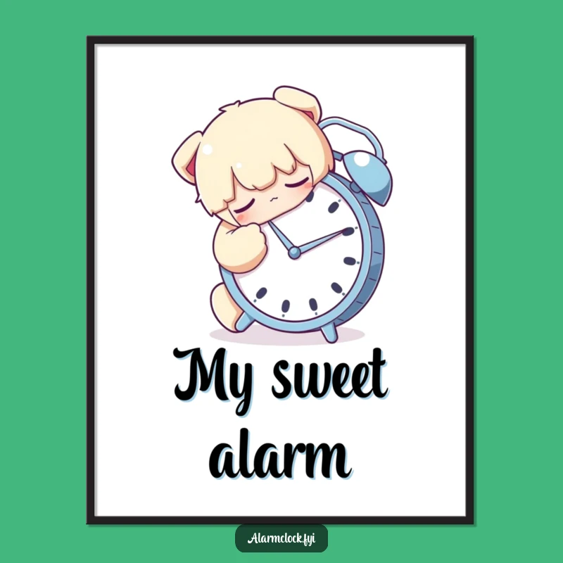 Funny Sleepy Hugging Alarm Clock Digital Art - Cozy Morning Decor