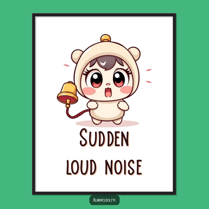 Funny Startled Character Digital Art - Hilarious Big Eyes & Bell Design!