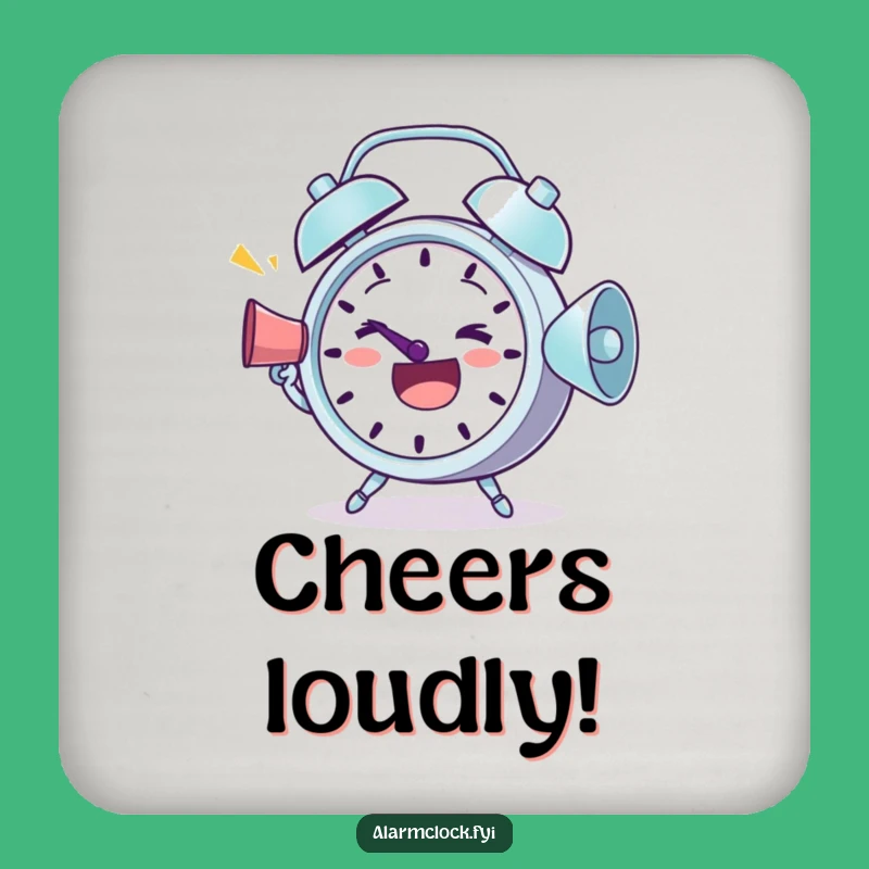Funny Determined Alarm Clock Coaster: Protect Surfaces with Enthusiastic Flair