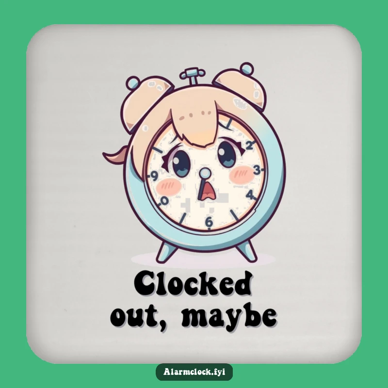 Funny Startled Clock Drink Coaster: Protect Surfaces with Punctual Panic
