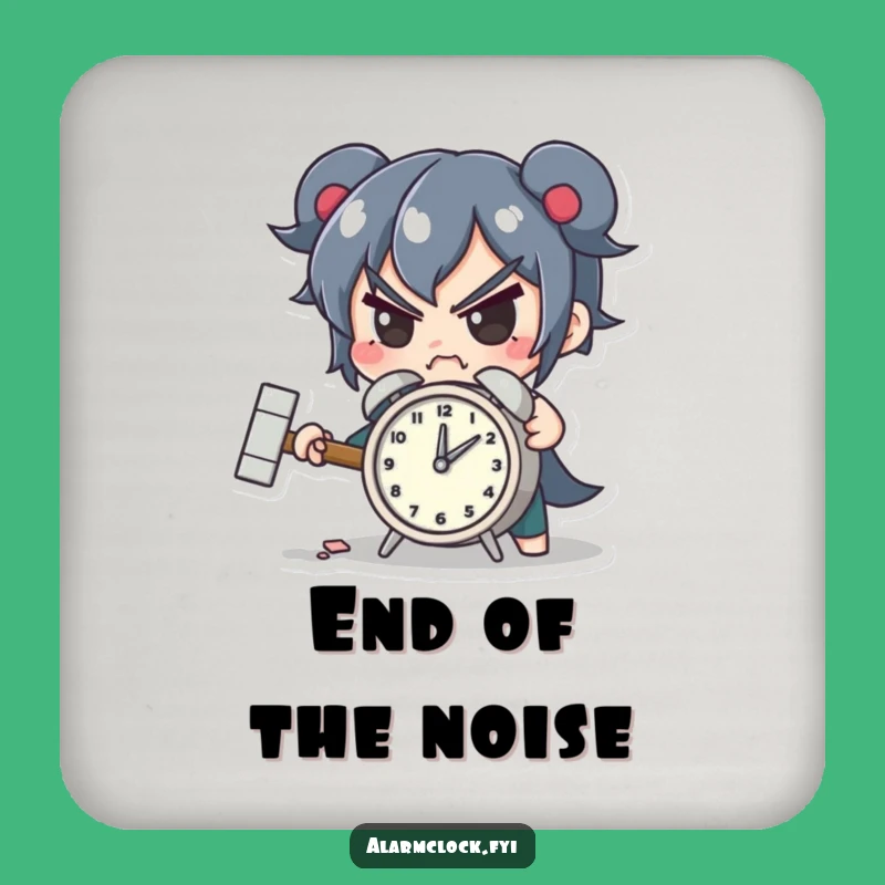 Funny Smashing Alarm Coaster - Determined Character Drink Accessory Gift