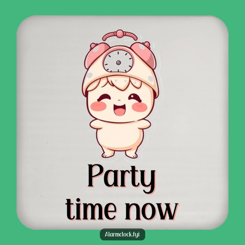 Funny Alarm Clock Coaster: Giggling Character's Drink Protection