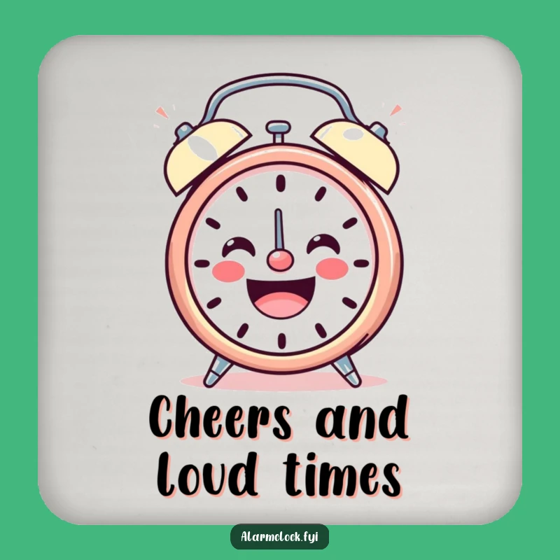 Funny Cheerful Clock Coaster, Happy Ringing Decor, Joyful Protective Gift