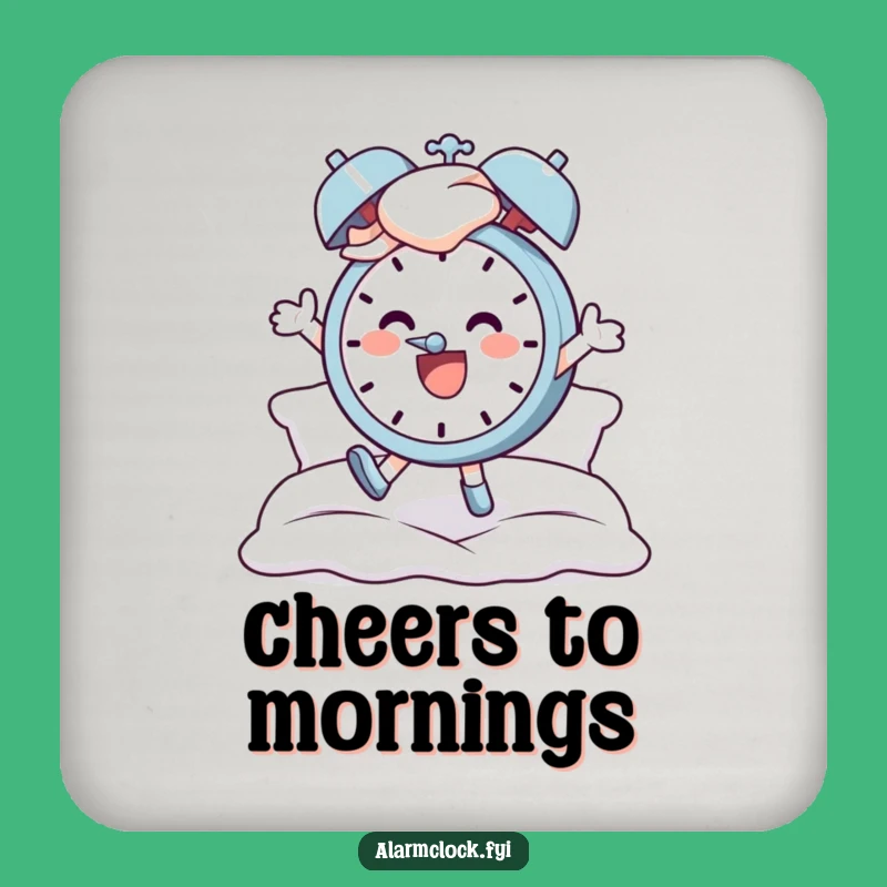 Funny Coaster Set: Cheerful Character's Morning Jump, Protects Surfaces with Humor and Style