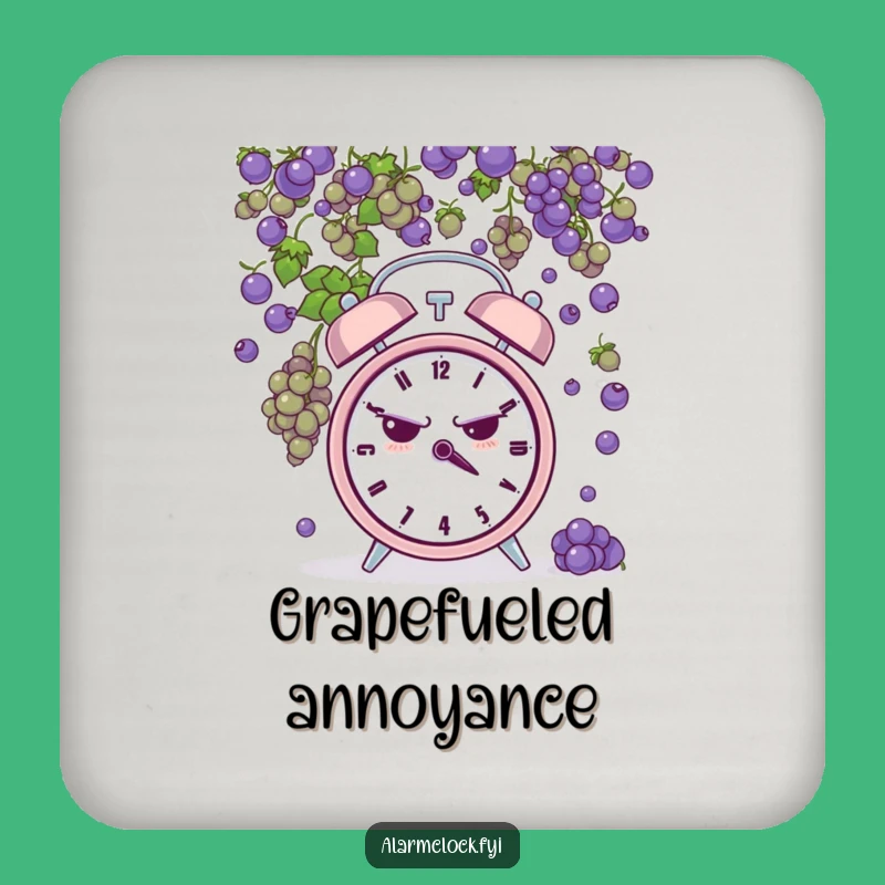 Funny Grumpy Clock Grape Shower Coasters - Set of Hilarious 'Grape Escape' Protectors