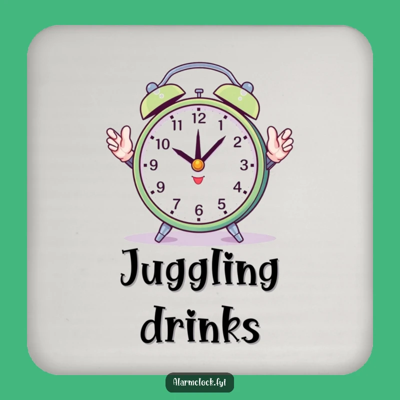 Funny Juggling Clock Hands Coasters - Set of Hilarious 'No Time' Protectors