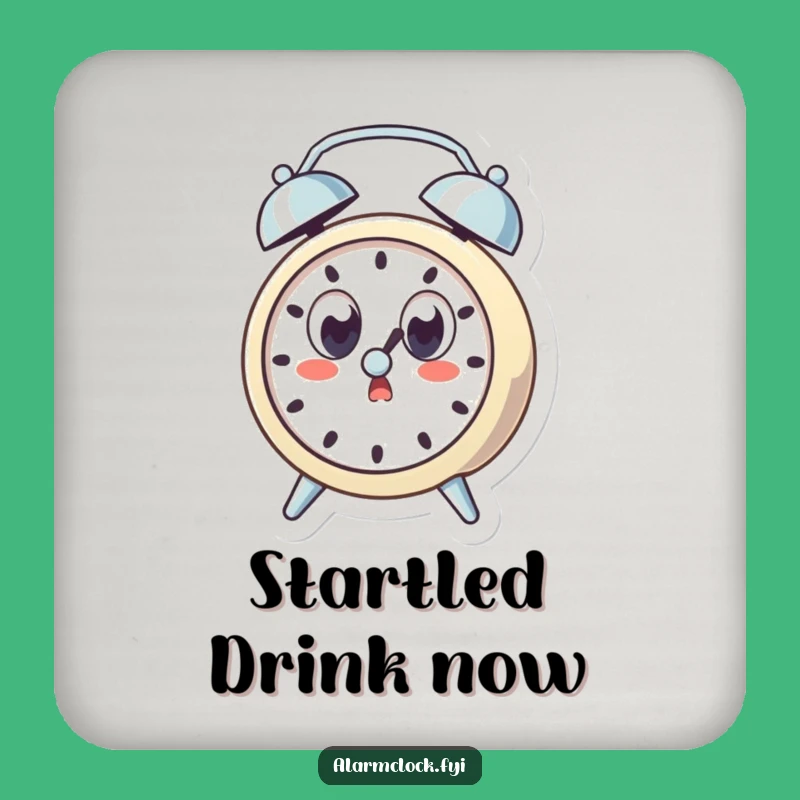 Funny Startled Clock Coaster, Wide-Eyed Decor, Protective Humorous Gift