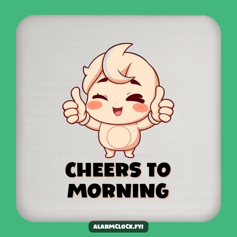 Funny Winking Character Drink Coaster: Protect Surfaces with Humorous Morning Charm