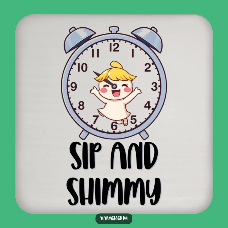 Funny Joyful Dancing Character Coaster - Protect Surfaces with Time Humor!