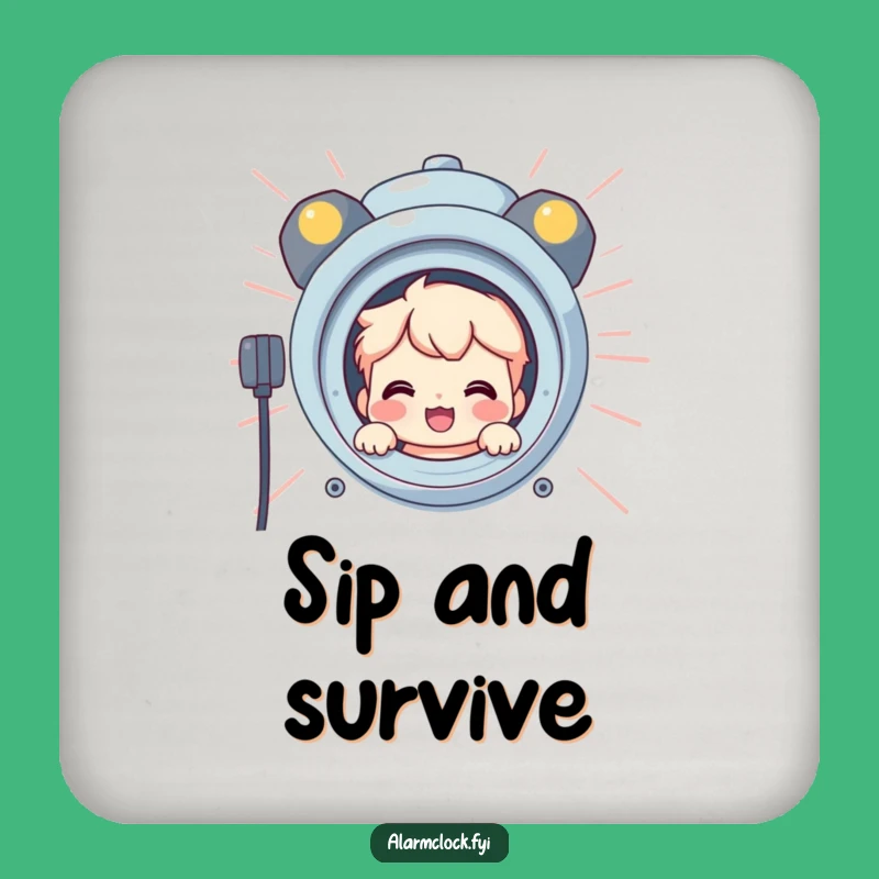 Funny Morning Giggles Coaster: Character Peeks, Quirky Funny Gift