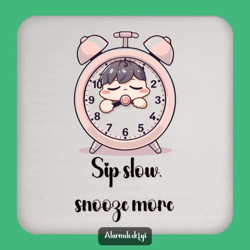 Funny Snooze Button Coaster - Sleepy Character Drink Accessory Gift