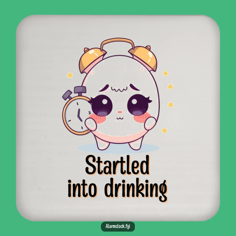 Funny Sleepy Alarm Coaster: Startled Character Drinkware, Protective Funny Gift