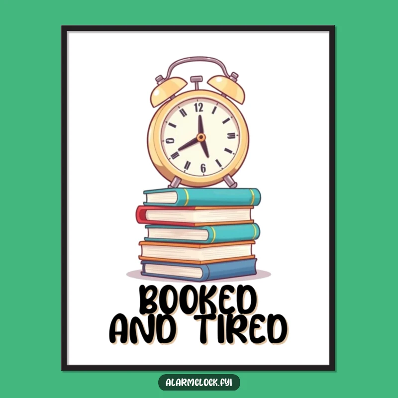 Funny Wobbly Books Alarm Clock Poster: Academic Art for Your Walls Gift