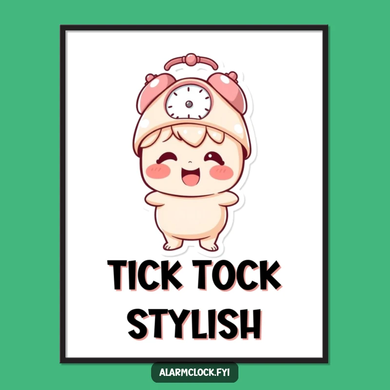 Funny Alarm Clock Art: Giggling Character's Whimsical Poster