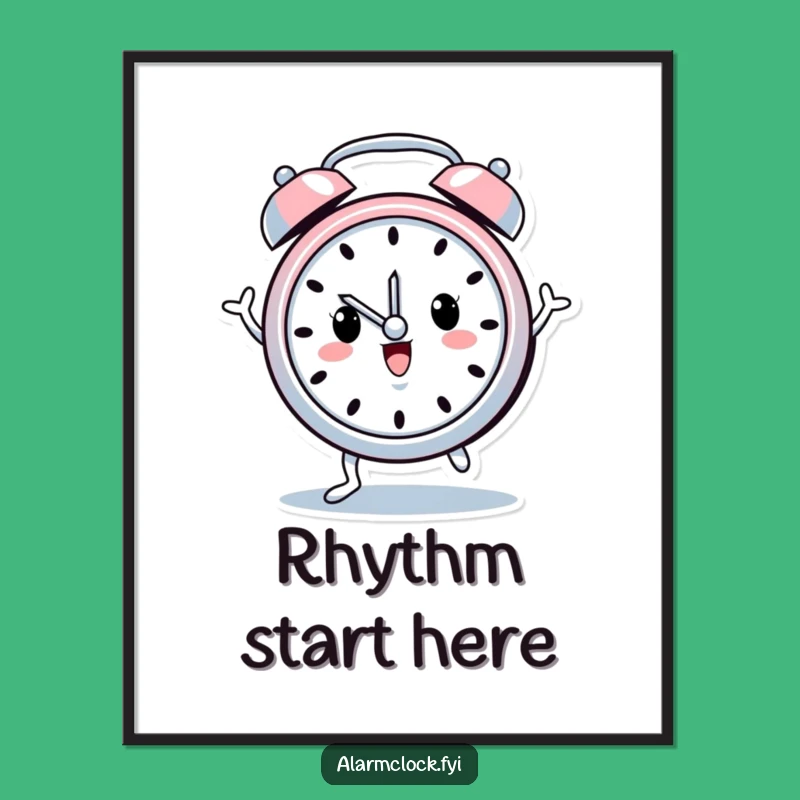 Funny Dancing Alarm Clock Poster: Cheerful Wall Art for a Joyful Home Gift