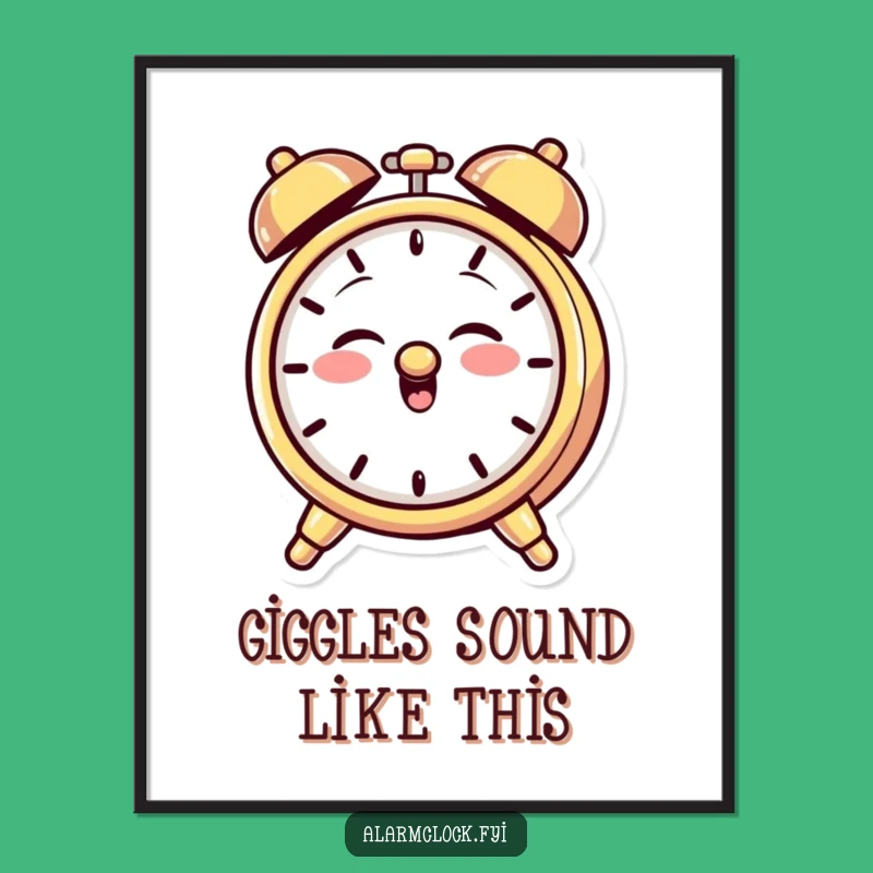 Funny Giggling Alarm Clock Poster: Mischievous Art for Playful Spaces Gift