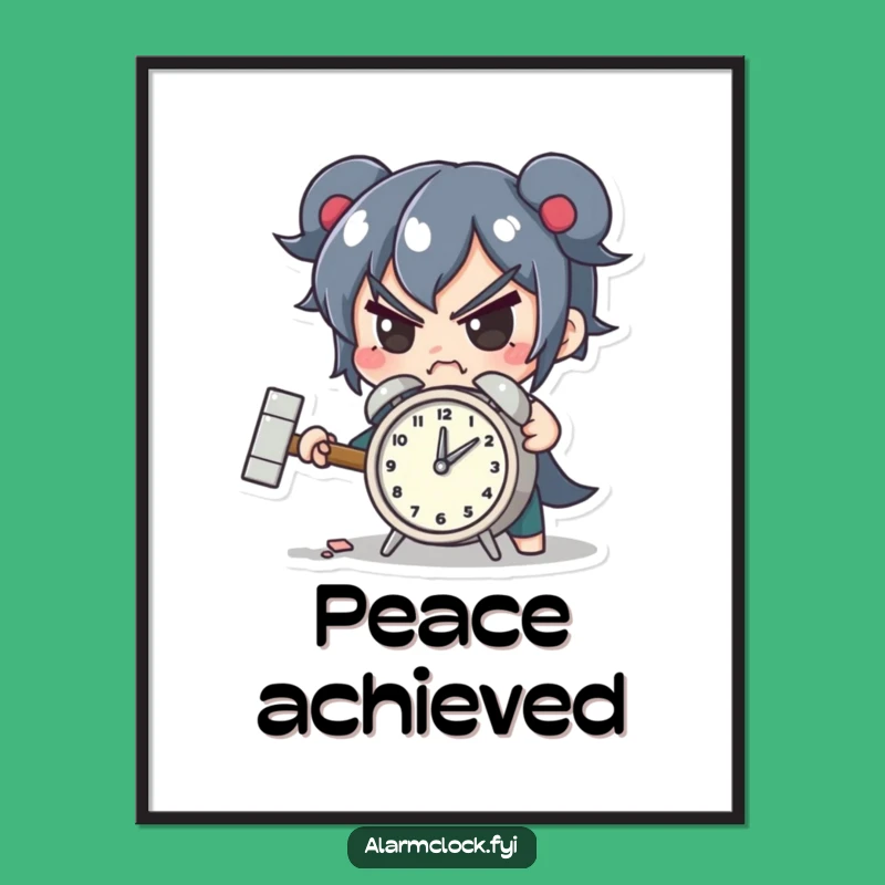 Funny Smashing Alarm Poster - Determined Character Wall Art Gift