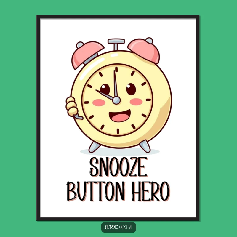 Funny Snooze Button Alarm Clock Poster: Determined Art for Sleepy Spaces Gift