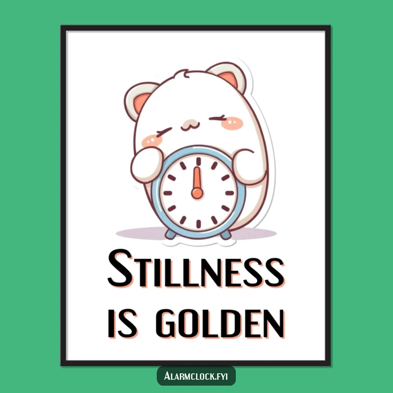 Funny Snooze Master Alarm Clock Poster: Serene Art for a Peaceful Room!