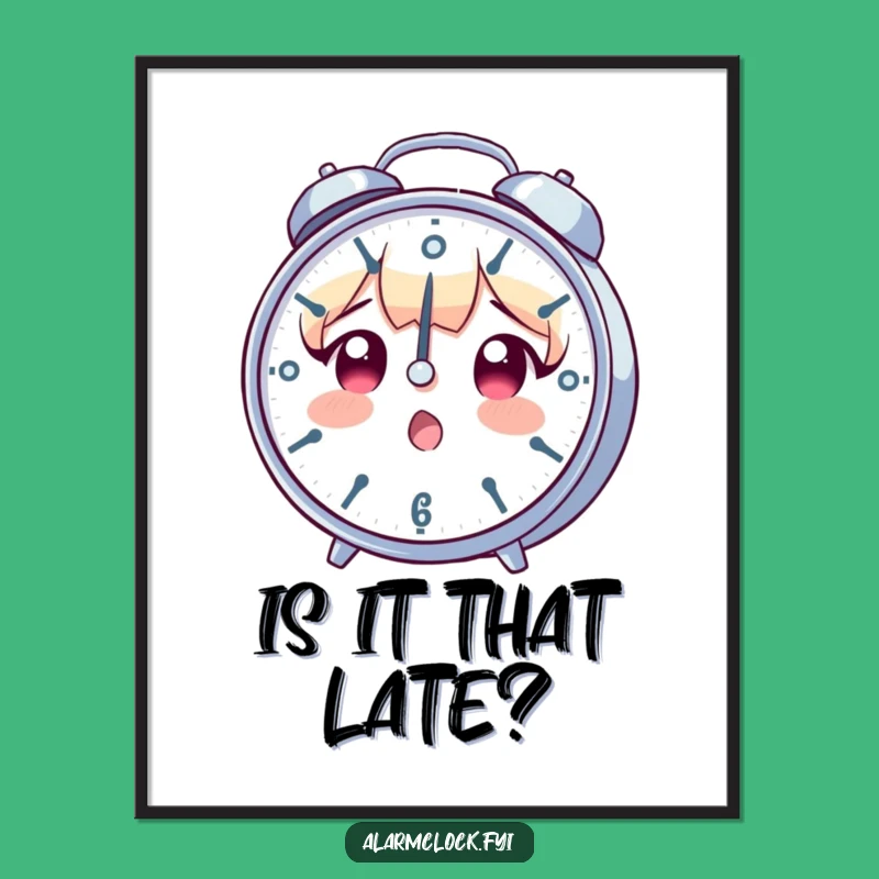 Funny Surprised Clock Character Poster - Whimsical Hilarious Wall Art Gift