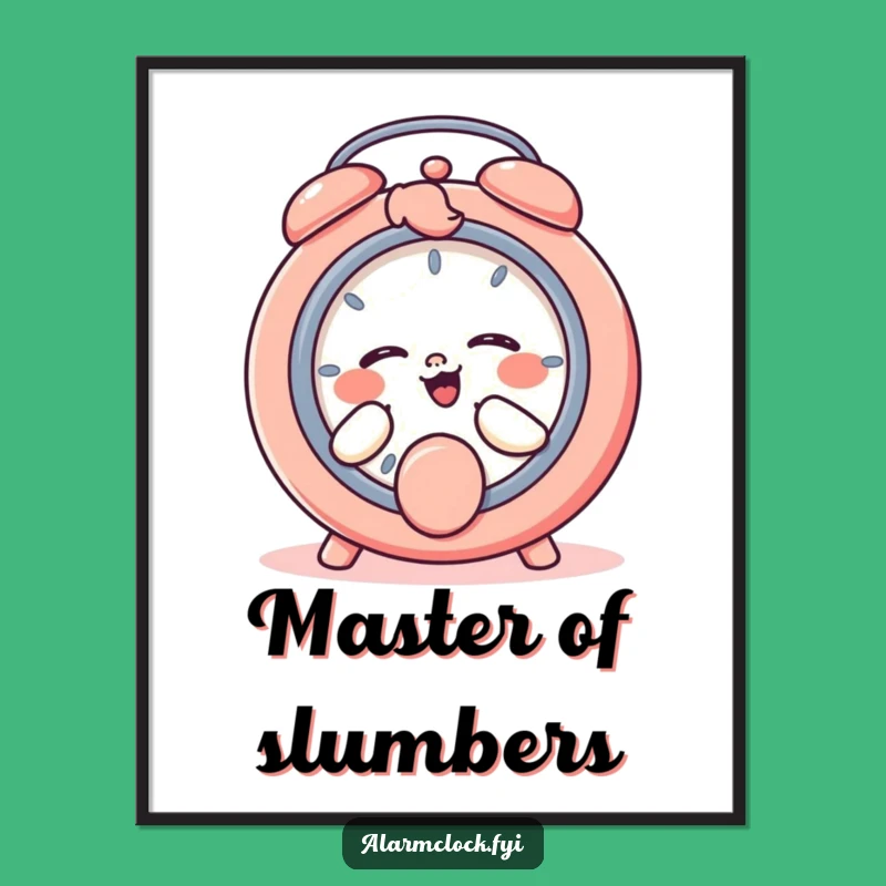 Funny Giggling Character Snooze Button Poster, Wall Art Humorous Gift for Sleepy Decor